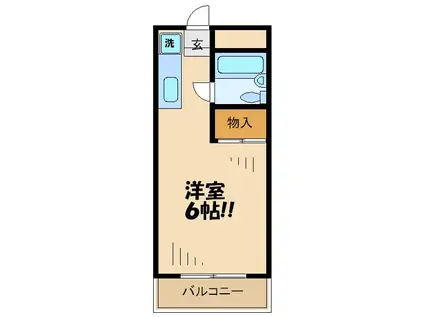 フラワーハイツB(1K/2階)の間取り写真