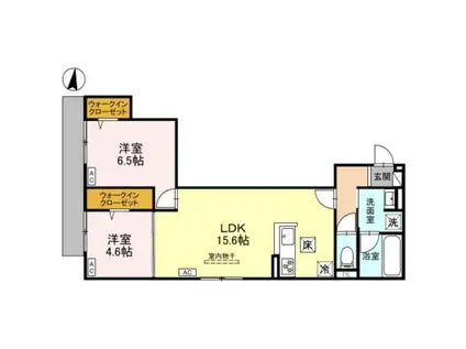 ハイダウェイ両替町(2LDK/2階)の間取り写真