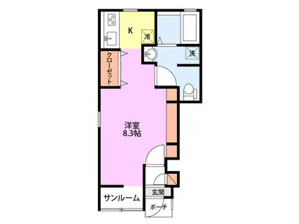 COMMON葛塚II(ワンルーム/1階)の間取り写真