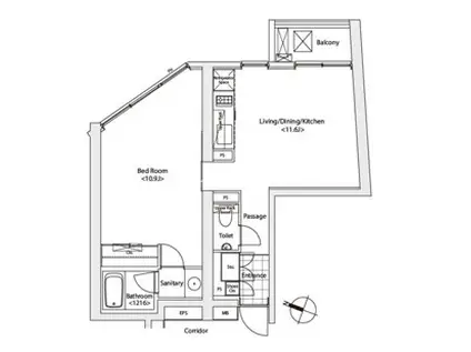 カスタリア渋谷櫻丘 6階(1LDK/6階)の間取り写真