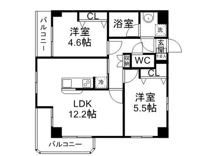 アプリコーゼ(2LDK/3階)の間取り写真