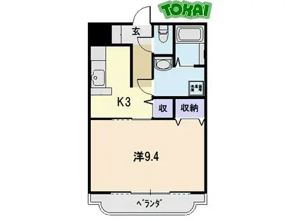 ユートピア垣鼻II(1K/2階)の間取り写真