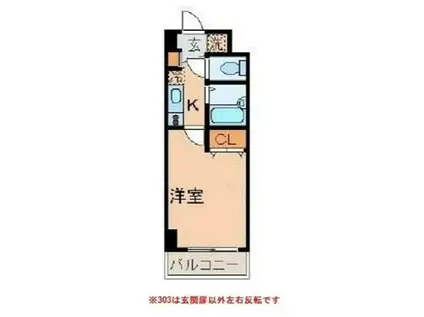 カーサ・ピアチェーレ(1K/3階)の間取り写真