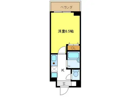 ウィンヒルズ難波南(1K/4階)の間取り写真