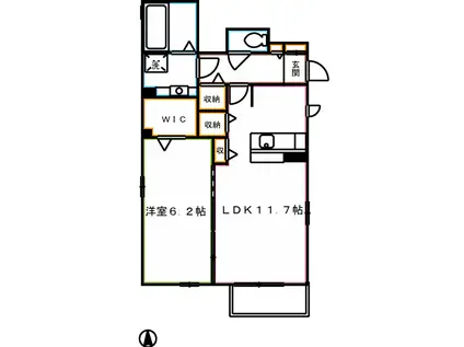 ＪＲ中央線 武蔵境駅 徒歩6分 2階建 築13年(1LDK/1階)の間取り写真