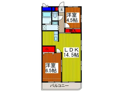 ジュネス・ソネ(2LDK/2階)の間取り写真