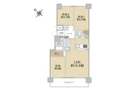 サンコート西宮の沢(3LDK/9階)の間取り写真