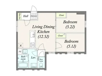 GRAN PASEO三宿II(2LDK/3階)の間取り写真