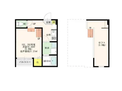 GRANDE美野島(1K/1階)の間取り写真