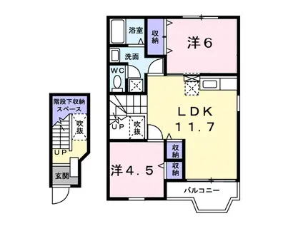 クレストール石田(2LDK/2階)の間取り写真