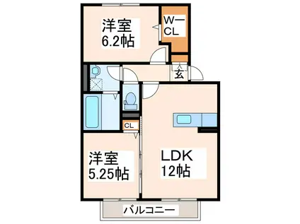 シャルマン(2LDK/1階)の間取り写真