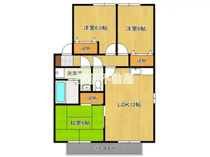 セジュール木乃原D(3LDK/2階)の間取り写真