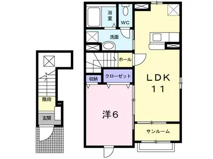 ドルチェ(1LDK/2階)の間取り写真