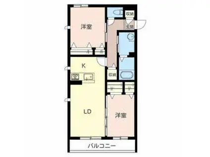 ヴァンヴェール南住吉(2LDK/2階)の間取り写真