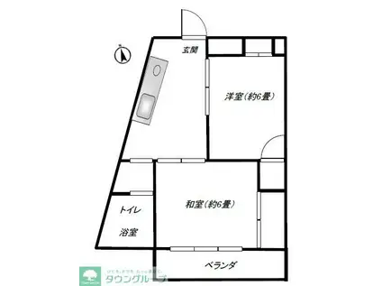 フリート梅丘(2DK/3階)の間取り写真