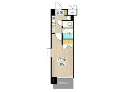 CITY SPIRE北梅田(1K/4階)の間取り写真