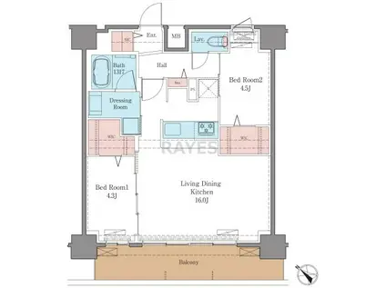 LUXENAPAWS南行徳(2LDK/6階)の間取り写真