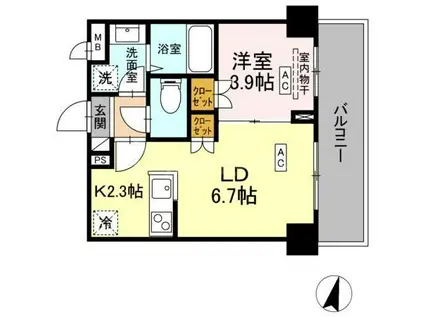 ロイジェント西新井(1LDK/6階)の間取り写真