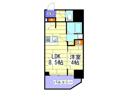 プレサンス北浜オリジン(1LDK/12階)の間取り写真