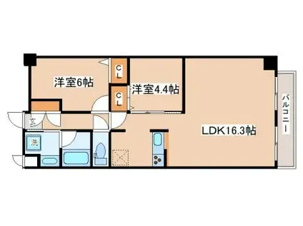 クレル・リ・ヴィエールIII(2LDK/9階)の間取り写真