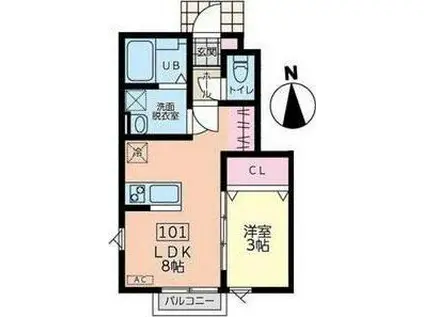 ESCONDITE卸町II(1LDK/1階)の間取り写真