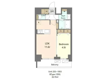 S-RESIDENCE新宿早稲田AVELIS(1LDK/7階)の間取り写真