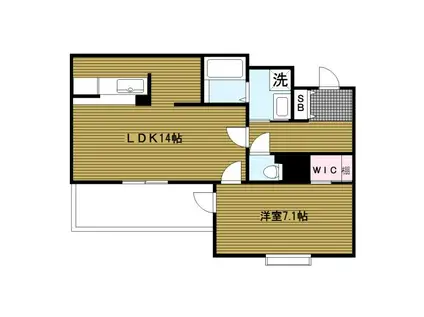 ルリエ横浜長者町(1LDK/6階)の間取り写真