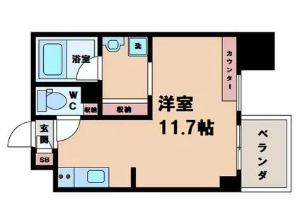 DOUBLE NINE RESIDENCE TENNOUJIMINAM(ワンルーム/9階)の間取り写真