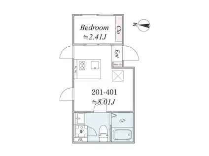 THE TRIAS SHIBUYAHONMACHI(1DK/3階)の間取り写真