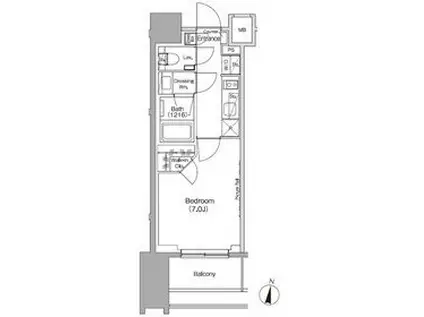 ザ・パークハビオ代々木初台(1K/8階)の間取り写真