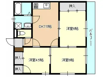 コーポ西山(3DK/1階)の間取り写真