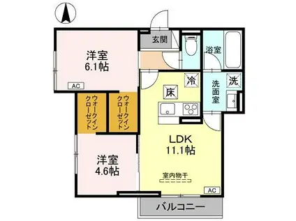 草加市氷川町PJIV B(2LDK/1階)の間取り写真