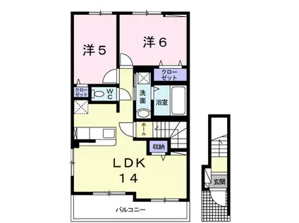 スカイテラス21 I号館(2LDK/2階)の間取り写真