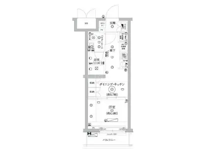 セジョリ鵜の木(1DK/1階)の間取り写真