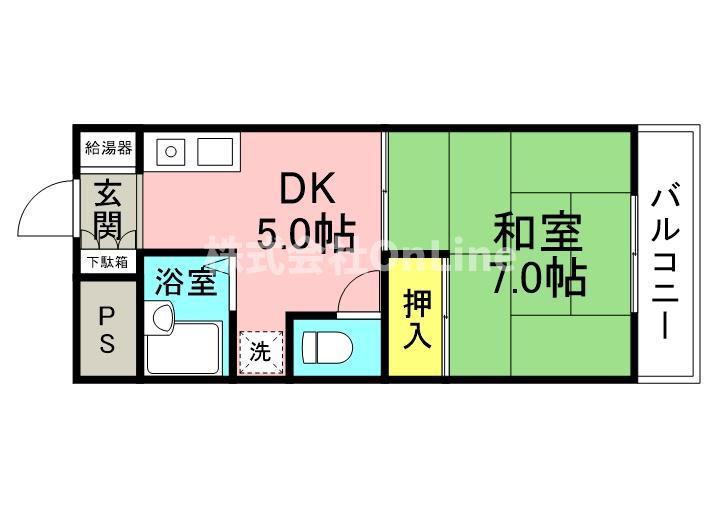 YKマンション(1DK/7階)の間取り写真