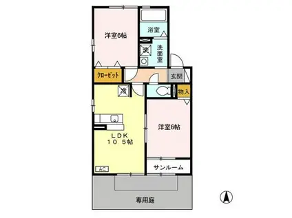 アルデーア(2LDK/1階)の間取り写真