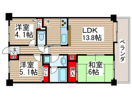 グリーンパーク船橋(3LDK/10階)の間取り写真