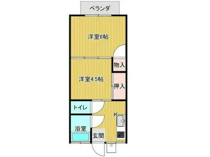 アゼリアハイツ(2K/2階)の間取り写真