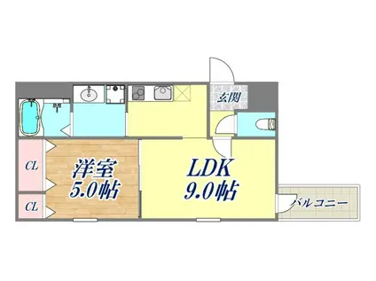 フジパレス武庫川5番館(1K/1階)の間取り写真