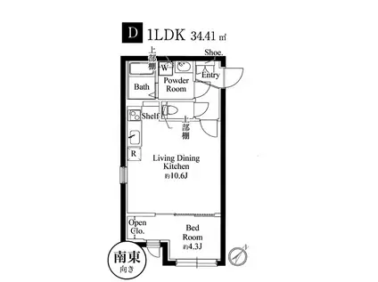 カーサピアッツァ東池袋(1LDK/2階)の間取り写真