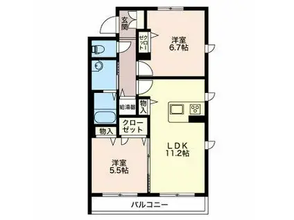 VENT VERTII(2LDK/2階)の間取り写真