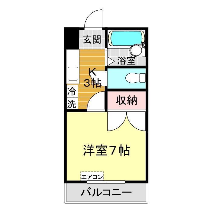 Fハイツ(1K/1階)の間取り写真