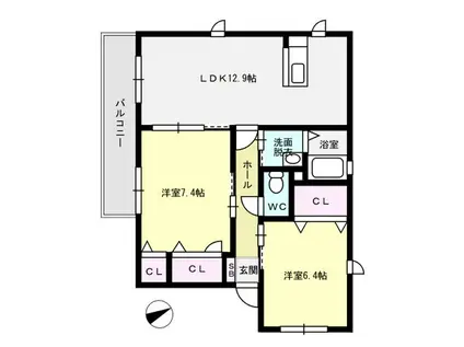 メゾンオリヴィエ A棟(2LDK/2階)の間取り写真