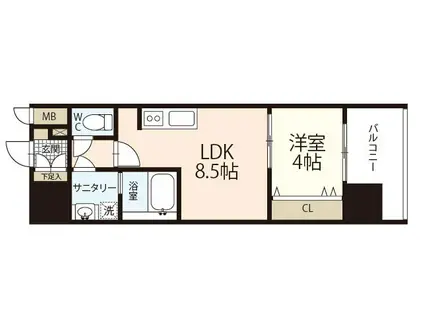 REGLUS東平塚(1LDK/7階)の間取り写真