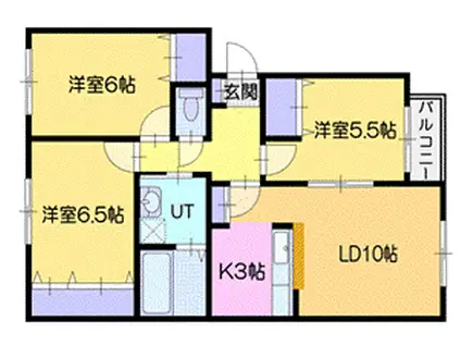 LOUVRE元江別(3LDK/1階)の間取り写真