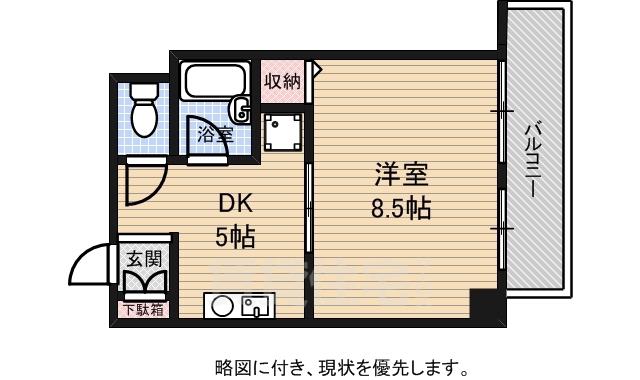 バートンハウス(1DK/5階)の間取り写真