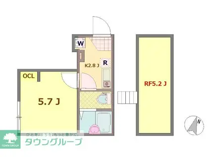 FIGLIO UNO(1K/1階)の間取り写真