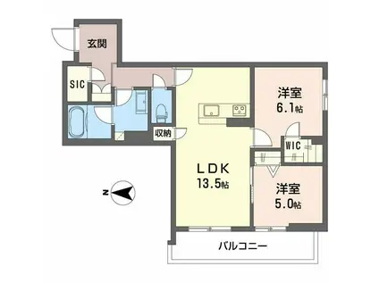 シャーメゾン静永(2LDK/2階)の間取り写真
