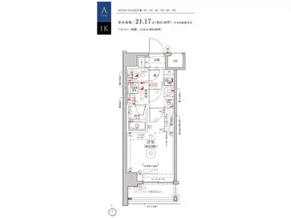 LE A横濱和田町弐番館(1K/7階)の間取り写真
