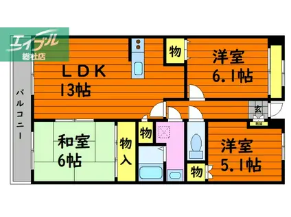 クレストール(3LDK/4階)の間取り写真